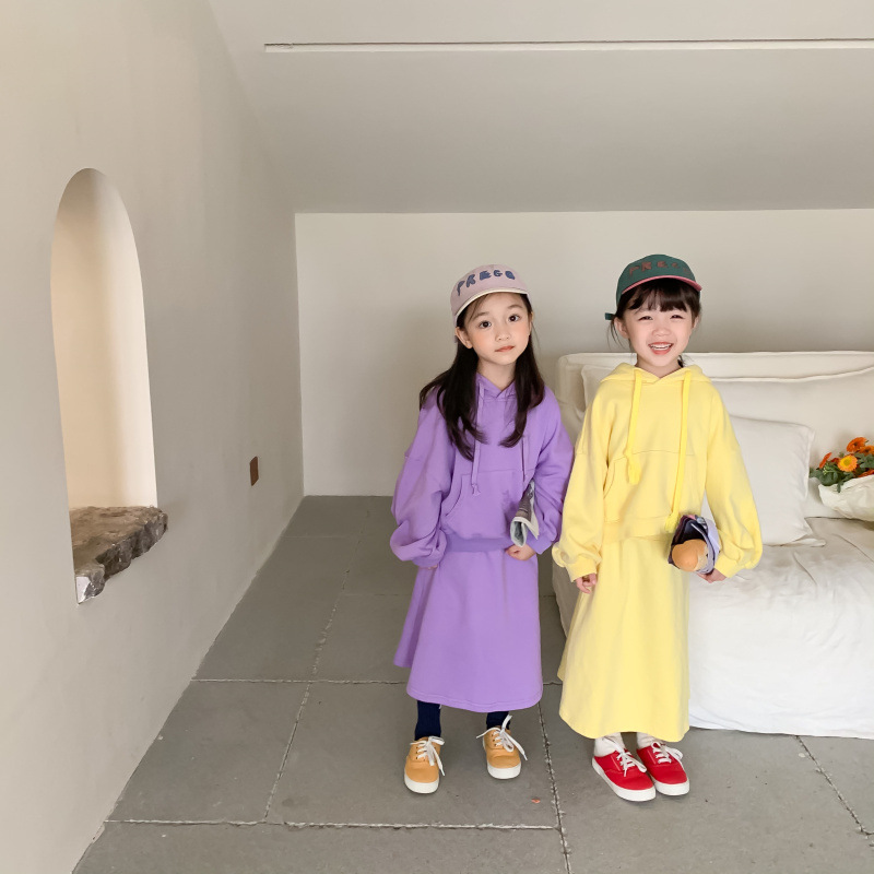 Children&#039;s Suit 2021 Autumn Girls&#039; Korean Style Casual Sweatshirt Skirt Suit Baby Fashion Trendy Two-Piece Suit