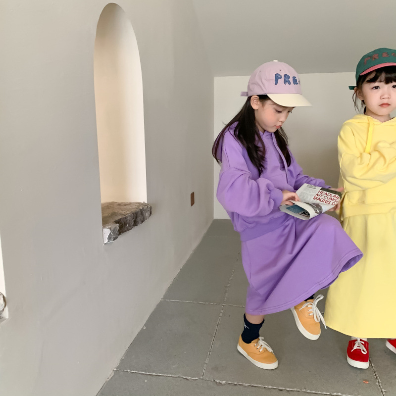 Children's Suit 2021 Autumn Girls' Korean Style Casual Sweatshirt Skirt Suit Baby Fashion Trendy Two-Piece Suit