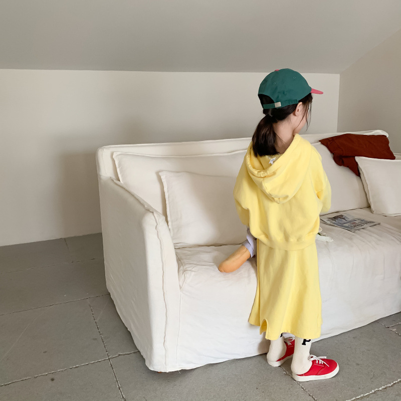 Children's Suit 2021 Autumn Girls' Korean Style Casual Sweatshirt Skirt Suit Baby Fashion Trendy Two-Piece Suit