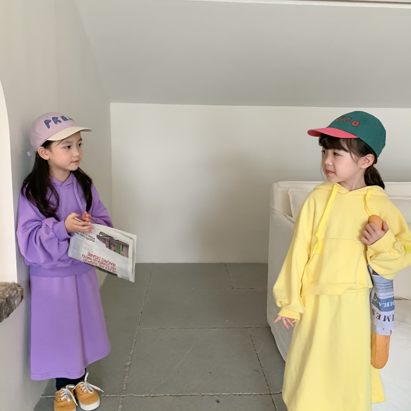 Children's Suit 2021 Autumn Girls' Korean Style Casual Sweatshirt Skirt Suit Baby Fashion Trendy Two-Piece Suit