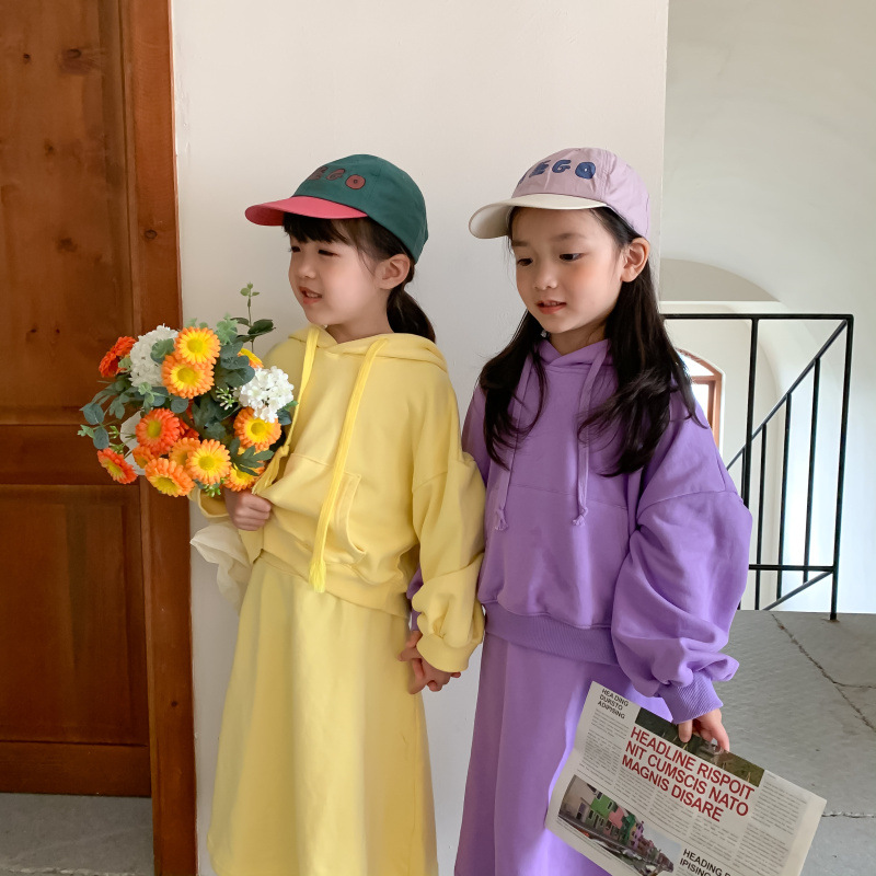 Children's Suit 2021 Autumn Girls' Korean Style Casual Sweatshirt Skirt Suit Baby Fashion Trendy Two-Piece Suit