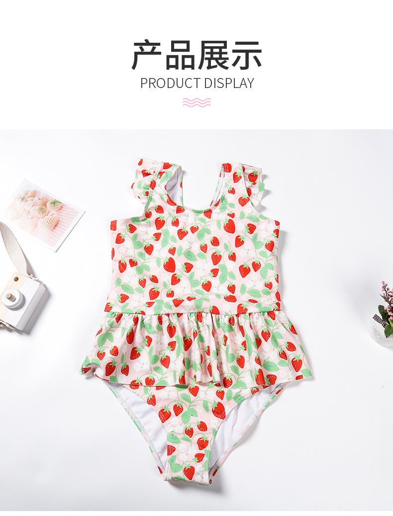 INS Style Children's Swimsuit Girl's One-Piece Swimming Suit Strawberry Skirt Hot Spring Bathing Suit Fresh Baby Girl Swimsuit INS Style Children's Swimsuit Girl's One-Piece Swimming Suit Strawberry Skirt Hot Spring Bathing Suit Fresh Baby Girl Swimsuit