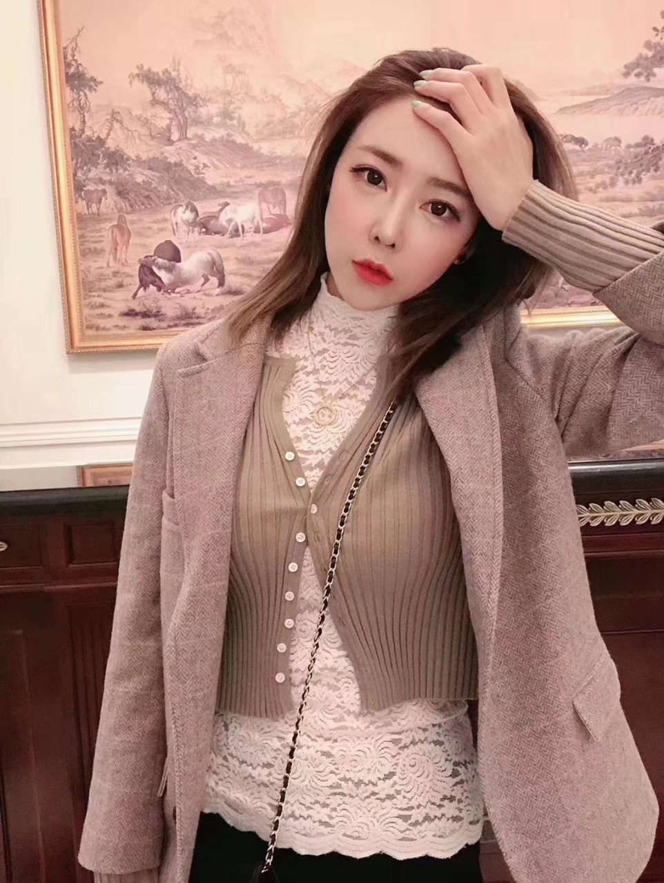 Victoria Lace Shirt Autumn and Winter New Half Turtleneck Lace Sexy Long Sleeve Fairy Shirt Stretch Slim Bottoming Shirt