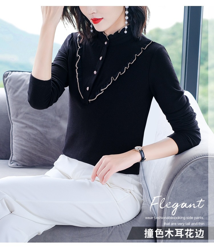 Double-Sided Dralon Shirt Women's Long Sleeve Autumn and Winter New 2021 Western Style All-Matching Slimming Shirt Inner Wear Thermal Bottoming Shirt