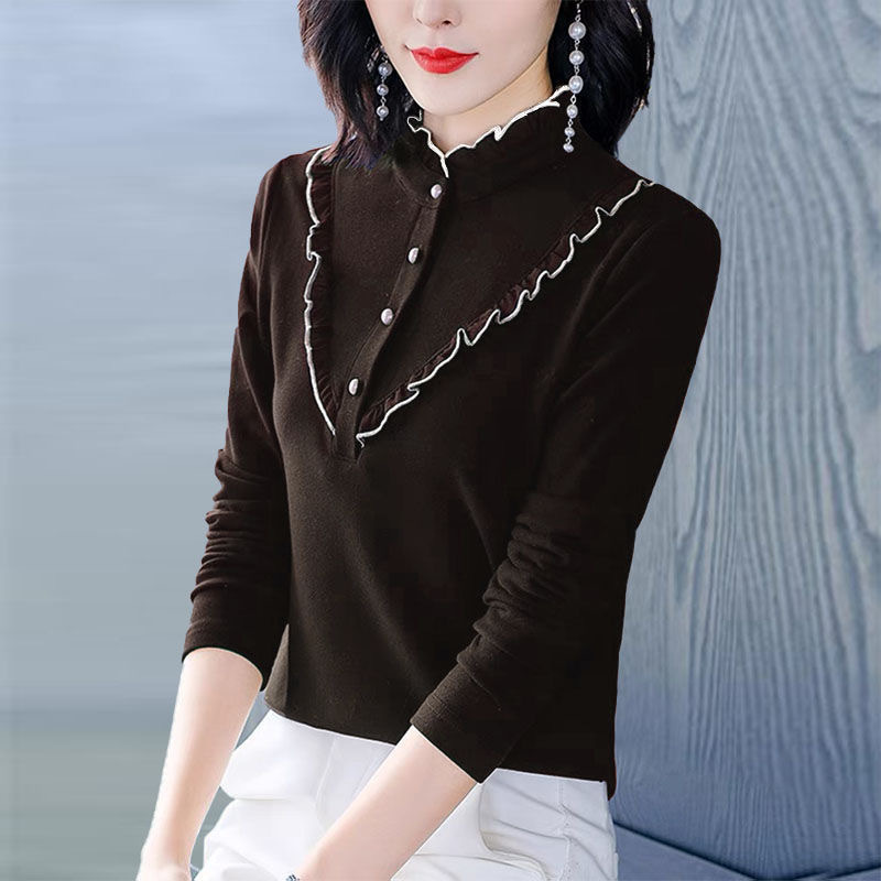 Double-Sided Dralon Shirt Women&#039;s Long Sleeve Autumn and Winter New 2021 Western Style All-Matching Slimming Shirt Inner Wear Thermal Bottoming Shirt