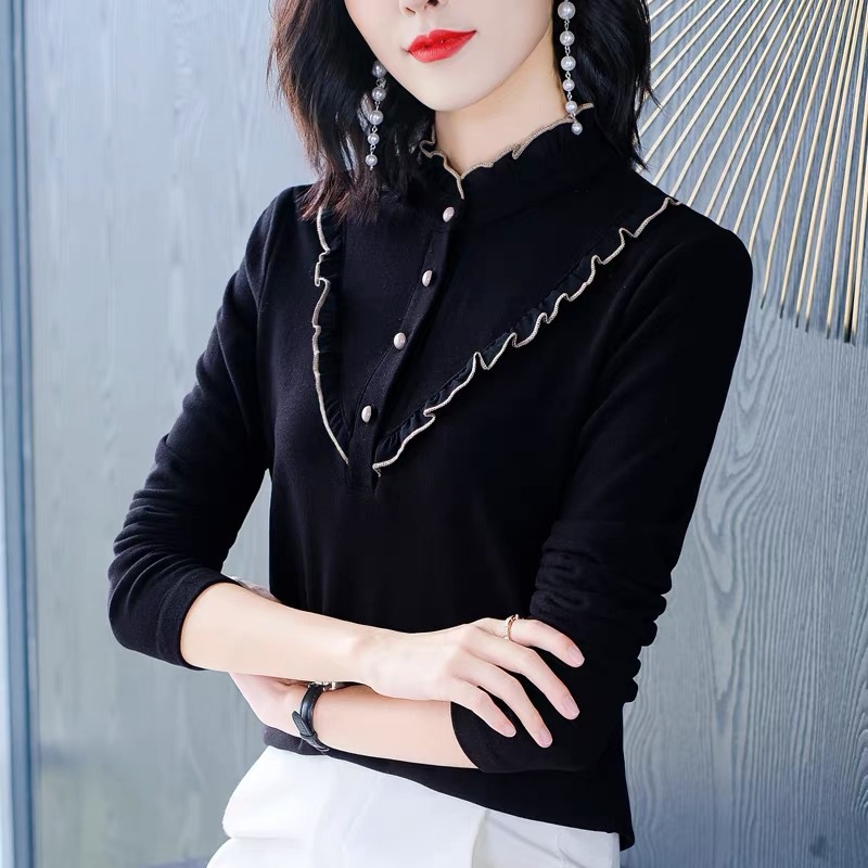 Double-Sided Dralon Shirt Women&#039;s Long Sleeve Autumn and Winter New 2021 Western Style All-Matching Slimming Shirt Inner Wear Thermal Bottoming Shirt