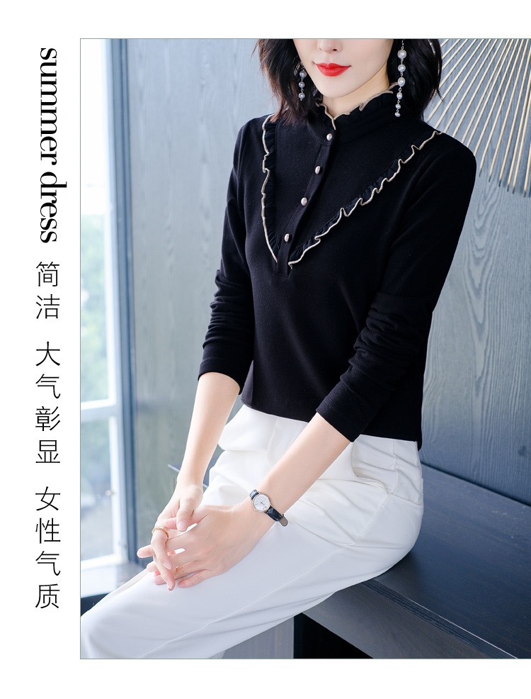 Double-Sided Dralon Shirt Women's Long Sleeve Autumn and Winter New 2021 Western Style All-Matching Slimming Shirt Inner Wear Thermal Bottoming Shirt