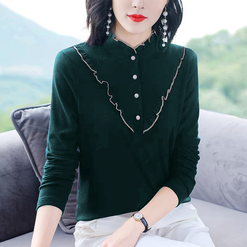 Double-Sided Dralon Shirt Women's Long Sleeve Autumn and Winter New 2021 Western Style All-Matching Slimming Shirt Inner Wear Thermal Bottoming Shirt