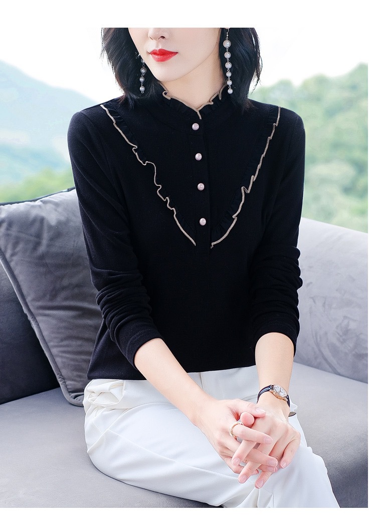 Double-Sided Dralon Shirt Women's Long Sleeve Autumn and Winter New 2021 Western Style All-Matching Slimming Shirt Inner Wear Thermal Bottoming Shirt