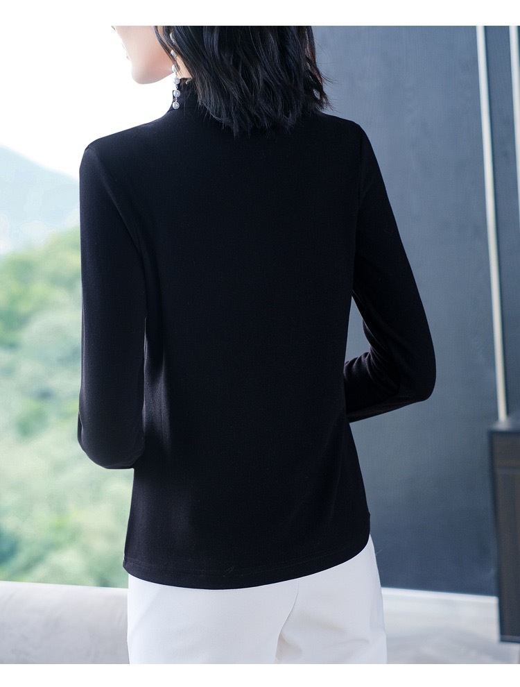 Double-Sided Dralon Shirt Women's Long Sleeve Autumn and Winter New 2021 Western Style All-Matching Slimming Shirt Inner Wear Thermal Bottoming Shirt