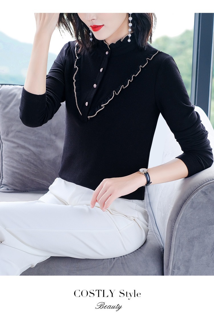 Double-Sided Dralon Shirt Women's Long Sleeve Autumn and Winter New 2021 Western Style All-Matching Slimming Shirt Inner Wear Thermal Bottoming Shirt