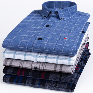 Youth Men's Clothing Wholesale Plaid Shirt Men's Long-Sleeve Shirt Men's Leisure Hong Kong Style Fashionable Print Shirt