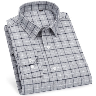 Youth Men's Clothing Wholesale Plaid Shirt Men's Long-Sleeve Shirt Men's Leisure Hong Kong Style Fashionable Print Shirt