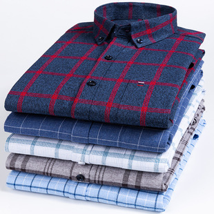 Youth Men's Clothing Wholesale Plaid Shirt Men's Long-Sleeve Shirt Men's Leisure Hong Kong Style Fashionable Print Shirt