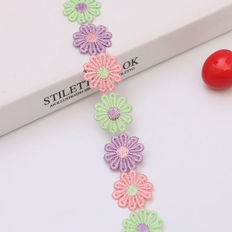 Color Lace Little Flower Accessories Handmade DIY Lace Sideband Clothes Curtain Embroidered Fabric Material Decorations Color Lace Little Flower Accessories Handmade DIY Lace Sideband Clothes Curtain Embroidered Fabric Material Decorations