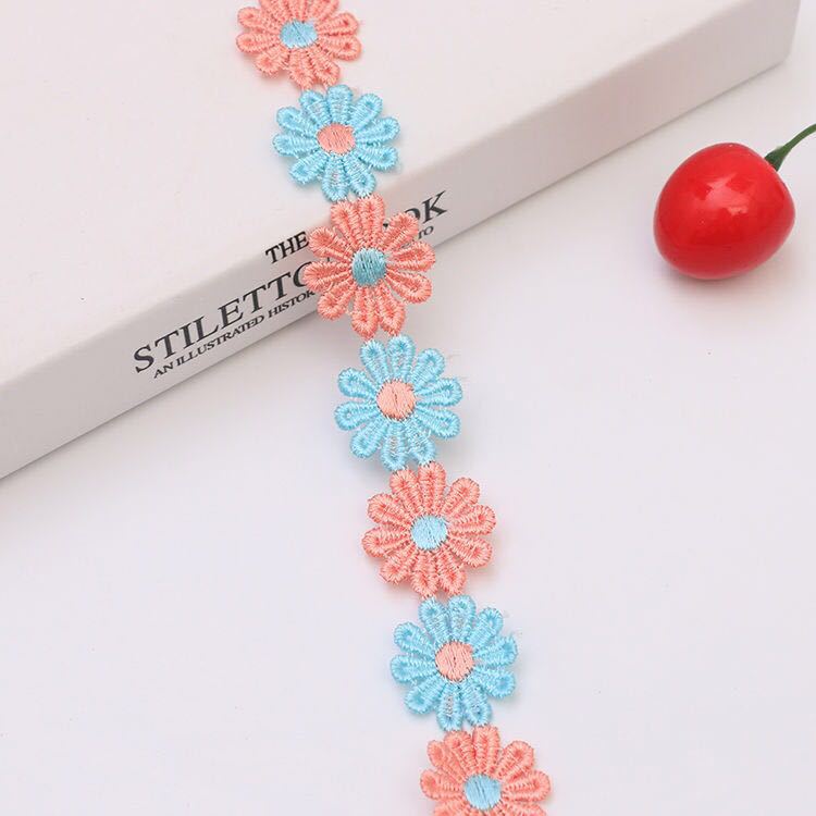 Color Lace Little Flower Accessories Handmade DIY Lace Sideband Clothes Curtain Embroidered Fabric Material Decorations Color Lace Little Flower Accessories Handmade DIY Lace Sideband Clothes Curtain Embroidered Fabric Material Decorations