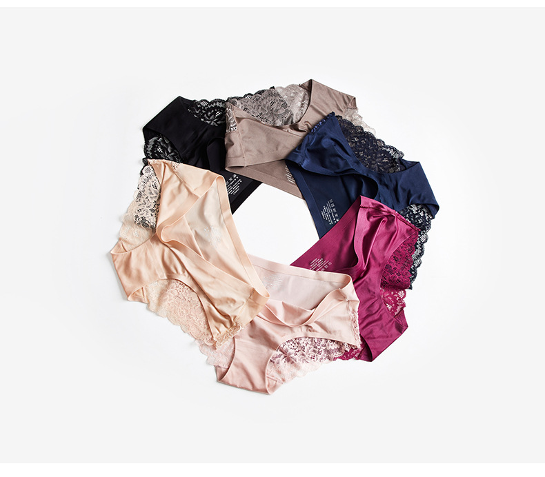 Lace Underwear Women's Viscose Fiber Seamless Hot Selling Luxury Lace Sexy Solid Foreign Trade MidWaist Briefs Lace Underwear Women's Viscose Fiber Seamless Hot Selling Luxury Lace Sexy Solid Foreign Trade MidWaist Briefs