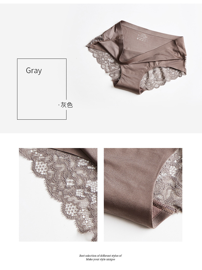Lace Underwear Women's Viscose Fiber Seamless Hot Selling Luxury Lace Sexy Solid Foreign Trade MidWaist Briefs Lace Underwear Women's Viscose Fiber Seamless Hot Selling Luxury Lace Sexy Solid Foreign Trade MidWaist Briefs