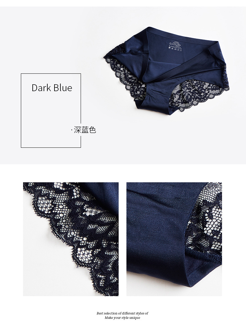 Lace Underwear Women's Viscose Fiber Seamless Hot Selling Luxury Lace Sexy Solid Foreign Trade MidWaist Briefs Lace Underwear Women's Viscose Fiber Seamless Hot Selling Luxury Lace Sexy Solid Foreign Trade MidWaist Briefs