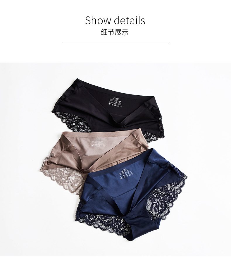 Lace Underwear Women's Viscose Fiber Seamless Hot Selling Luxury Lace Sexy Solid Foreign Trade MidWaist Briefs Lace Underwear Women's Viscose Fiber Seamless Hot Selling Luxury Lace Sexy Solid Foreign Trade MidWaist Briefs
