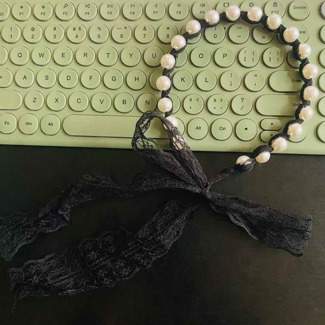Internet Celebrity Fairy Luminous Headband Hair Band One-Piece Lace Women's Hair Tie Gentle Lace Pearls Strap Headdress Night Market Push