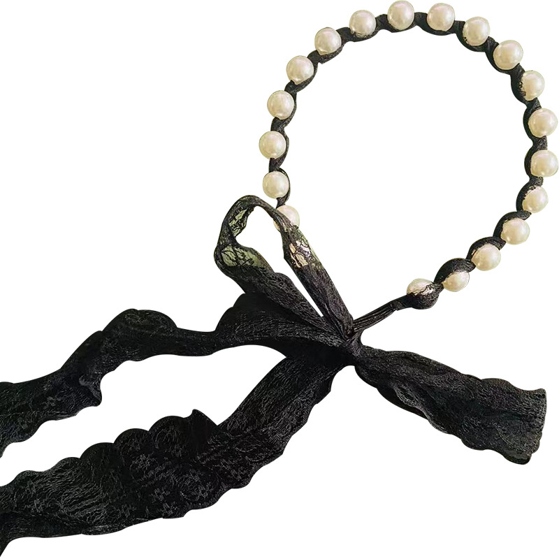 Internet Celebrity Fairy Luminous Headband Hair Band One-Piece Lace Women&#039;s Hair Tie Gentle Lace Pearls Strap Headdress Night Market Push