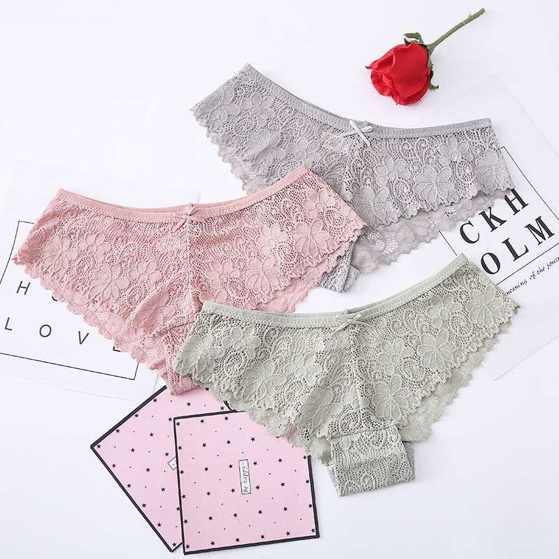 Women&#039;s Lace Sexy Low Waist Lace Underwear Foreign Trade Triangle Large Size Viscose Fiber Seamless Underwear Women