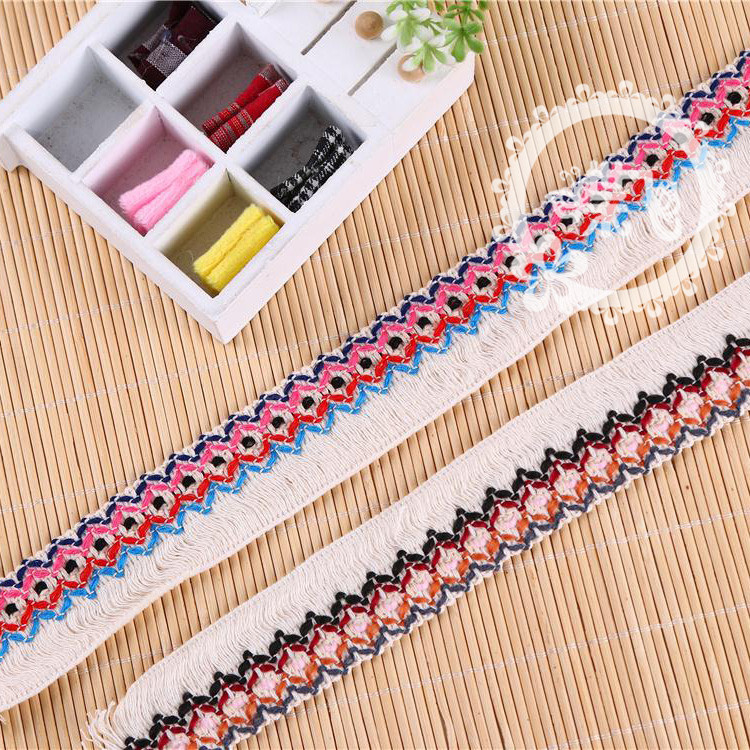 High grade cotton national wind lace tassel embroidery ribbon tassel decoration DIY accessories development tassel ribbon