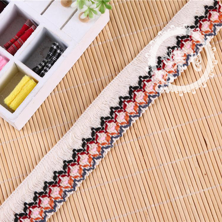 High grade cotton national wind lace tassel embroidery ribbon tassel decoration DIY accessories development tassel ribbon