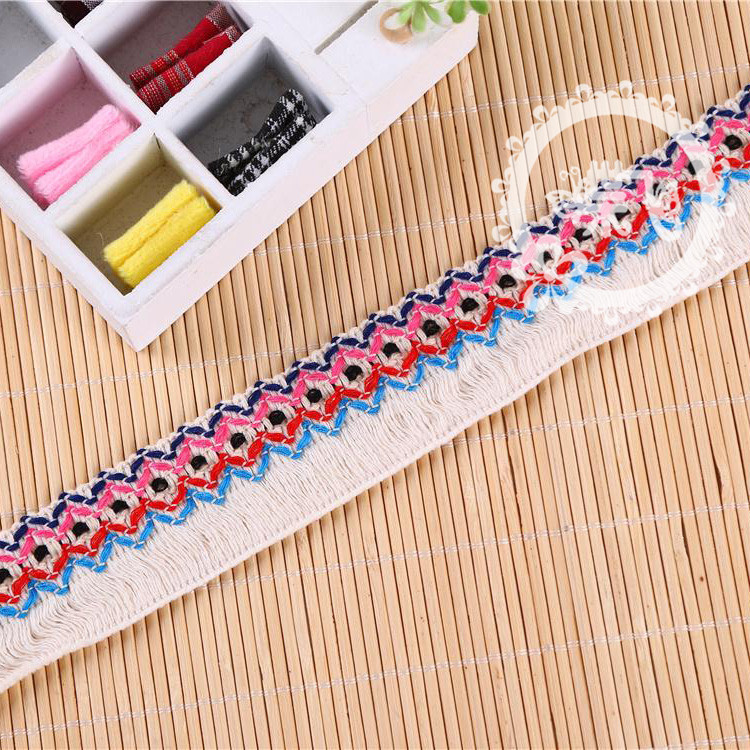 High grade cotton national wind lace tassel embroidery ribbon tassel decoration DIY accessories development tassel ribbon