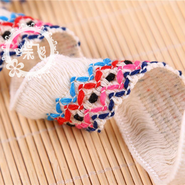 High grade cotton national wind lace tassel embroidery ribbon tassel decoration DIY accessories development tassel ribbon