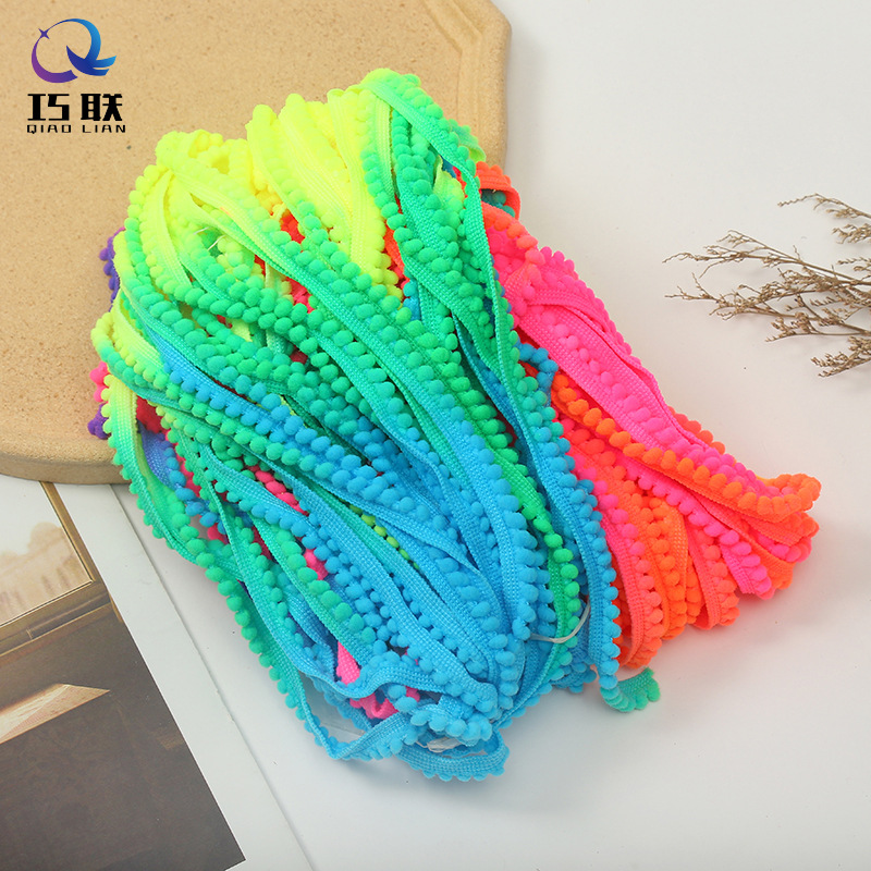 Factory Customized Colorful Small Tooth Edge Small Bobble Lace Scarf Hat Curtain Decoration Handmade Nylon High Elastic DIY