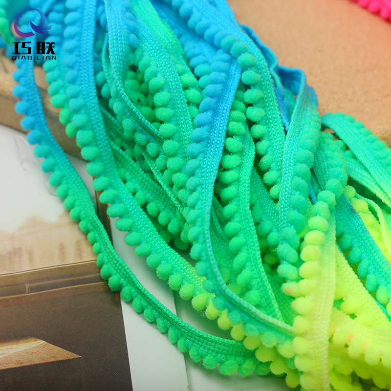 Factory Customized Colorful Small Tooth Edge Small Bobble Lace Scarf Hat Curtain Decoration Handmade Nylon High Elastic DIY