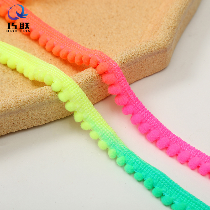 Factory Customized Colorful Small Tooth Edge Small Bobble Lace Scarf Hat Curtain Decoration Handmade Nylon High Elastic DIY