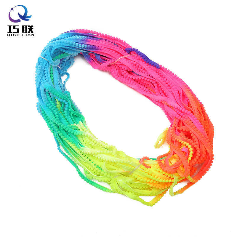 Factory Customized Colorful Small Tooth Edge Small Bobble Lace Scarf Hat Curtain Decoration Handmade Nylon High Elastic DIY