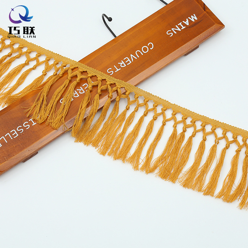 Factory Customized 13cm Hand Knotted Decorative Lace Dacron Tassels Tassel Lace Clothing Accessories DIY