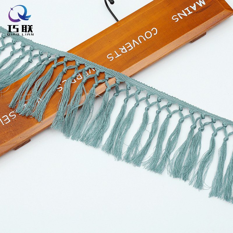 Factory Customized 13cm Hand Knotted Decorative Lace Dacron Tassels Tassel Lace Clothing Accessories DIY