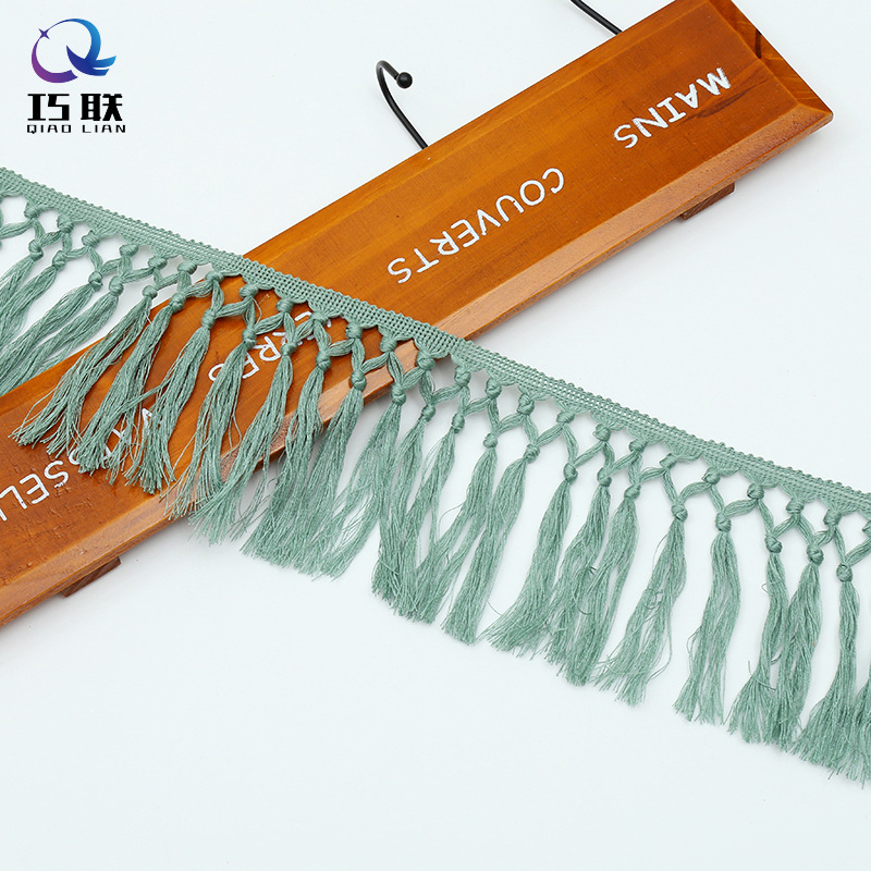 Factory Customized 13cm Hand Knotted Decorative Lace Dacron Tassels Tassel Lace Clothing Accessories DIY