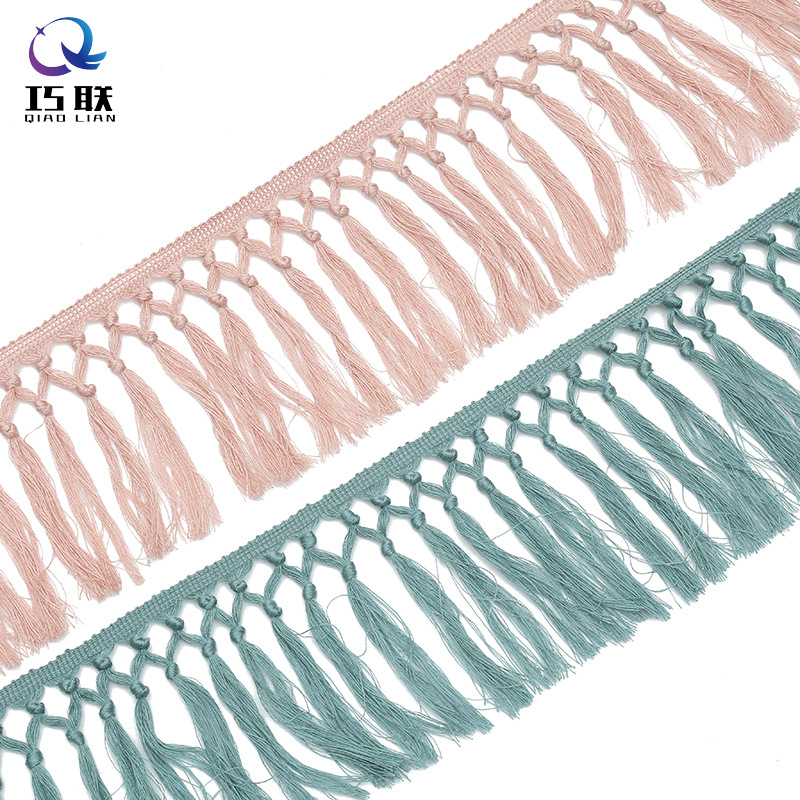 Factory Customized 13cm Hand Knotted Decorative Lace Dacron Tassels Tassel Lace Clothing Accessories DIY