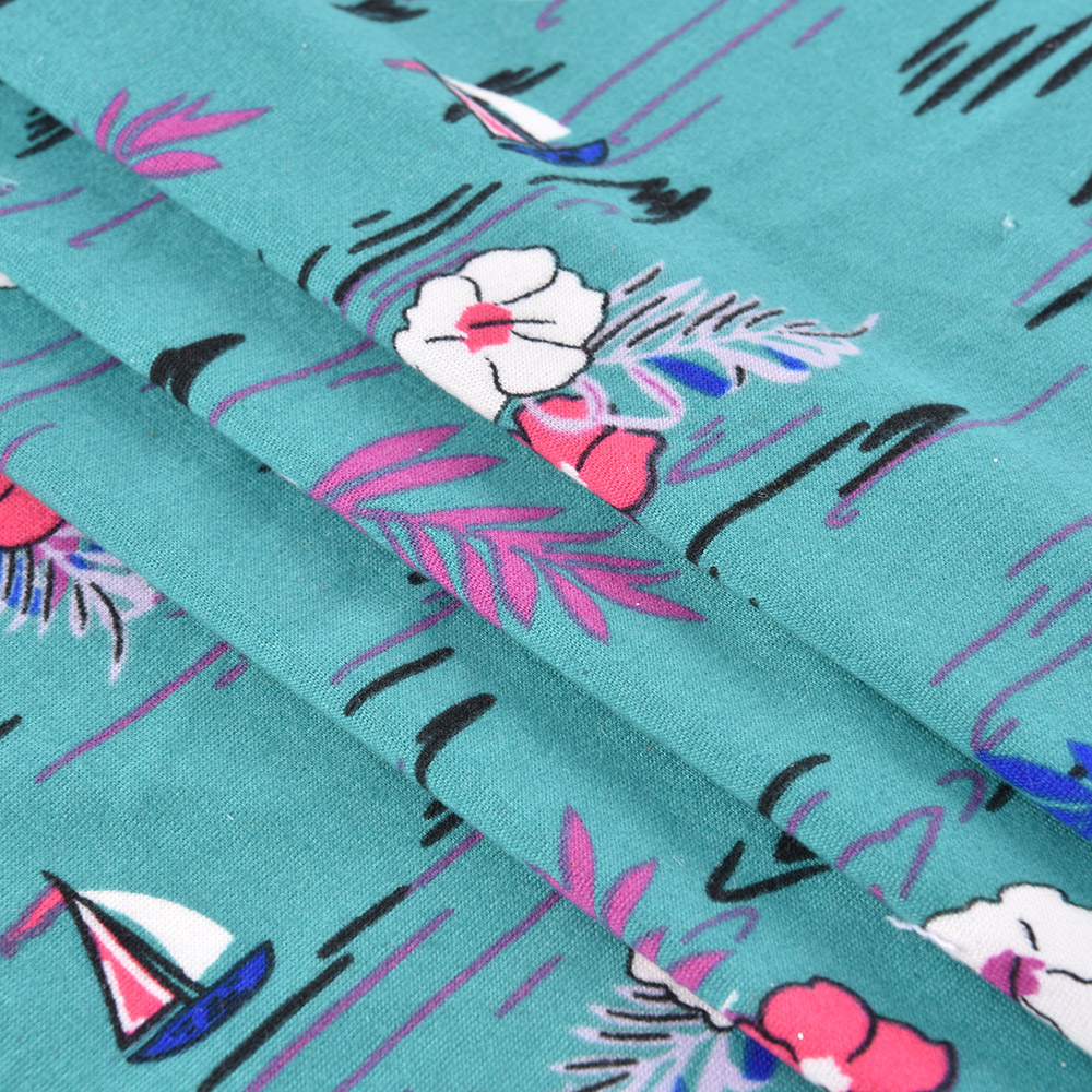 Factory Supply Custom Printed 95% Polyester 5% Spandex Milk Fiber Four- Way Elastic Fabric Knitted Stretch Fabric