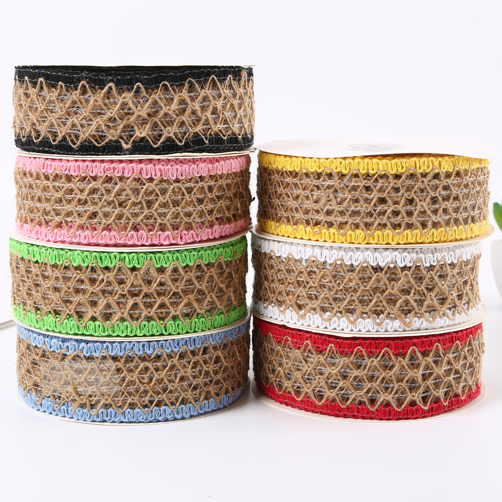 Multi-Optional Woven Hemp Rope Ribbon European and American Pastoral Style Clothing Lace Christmas Decoration Linen Ribbon Factory Direct Sales