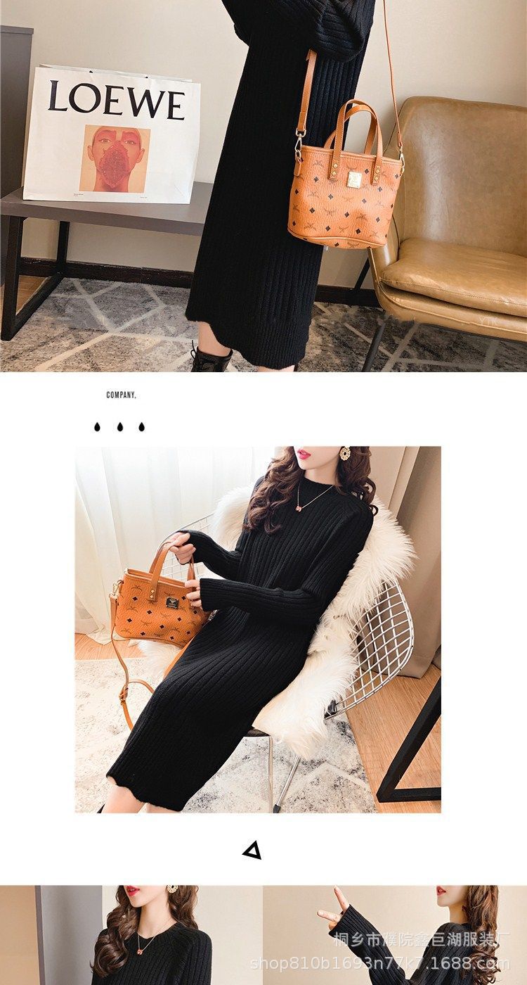 Women's round Neck Sweater Long below the Knee Loose Thick Pullover 2021 Autumn and Winter New Base Knitwear Dress Women's round Neck Sweater Long below the Knee Loose Thick Pullover 2021 Autumn and Winter New Base Knitwear Dress