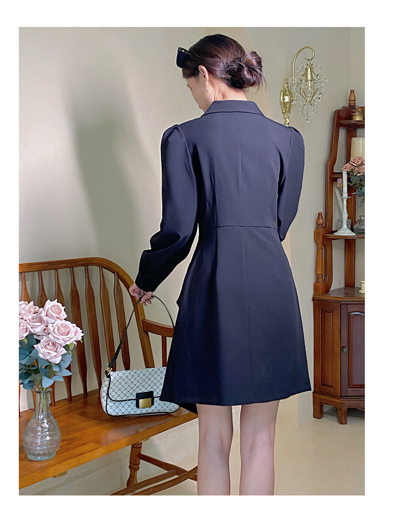 [Kuose] Women's Clothing 2021 Autumn New French Retro Commuter High Waist Slimming Temperament Suit Dress