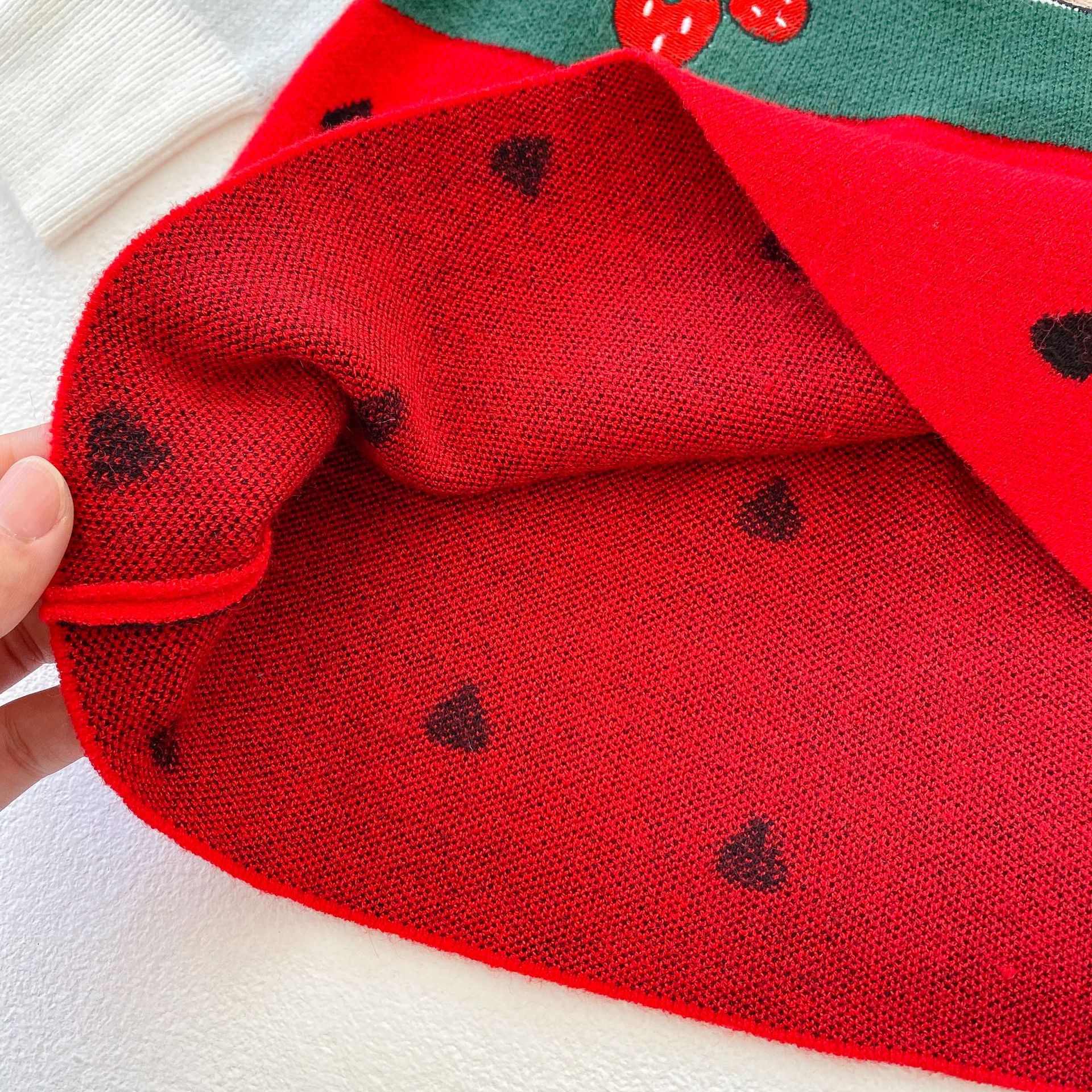21 Autumn and Winter New Japanese Girl's Clothing Strawberry Fake Two-Piece Knitted Cute Sweet Dress Delivery Supported 21 Autumn and Winter New Japanese Girl's Clothing Strawberry Fake Two-Piece Knitted Cute Sweet Dress Delivery Supported