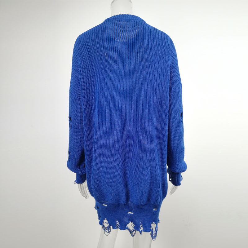 European and American Hot Autumn and Winter Long Sleeve round Neck Thick Needle Hem Irregular Sweater Knitted Dress European and American Hot Autumn and Winter Long Sleeve round Neck Thick Needle Hem Irregular Sweater Knitted Dress