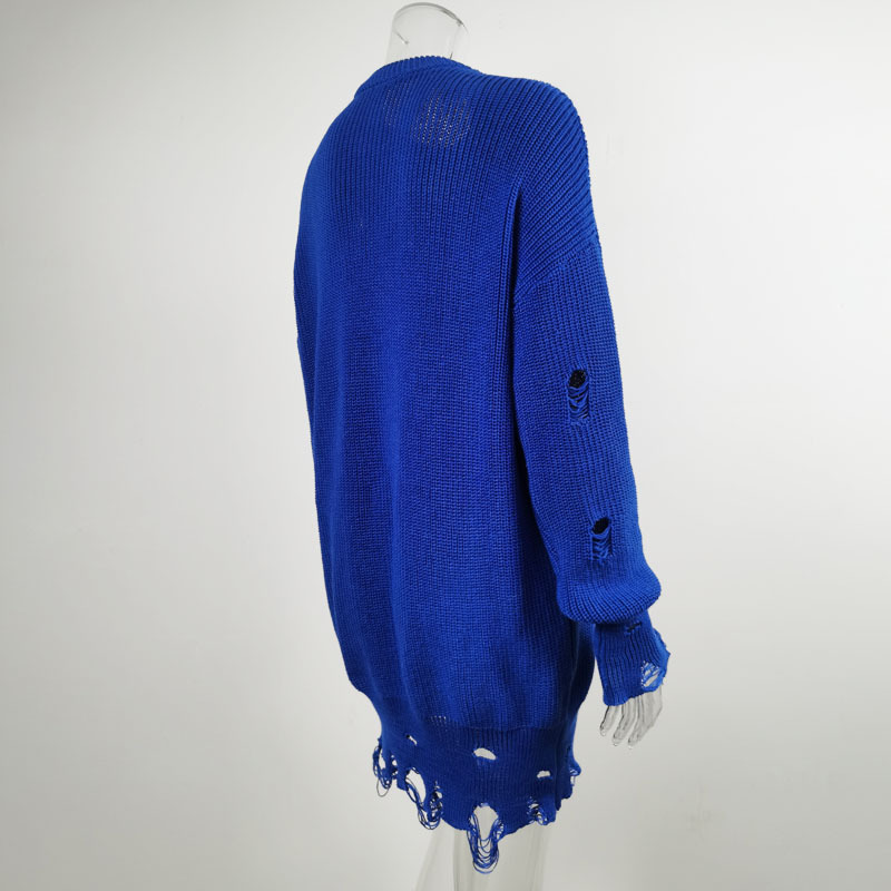 European and American Hot Autumn and Winter Long Sleeve round Neck Thick Needle Hem Irregular Sweater Knitted Dress European and American Hot Autumn and Winter Long Sleeve round Neck Thick Needle Hem Irregular Sweater Knitted Dress