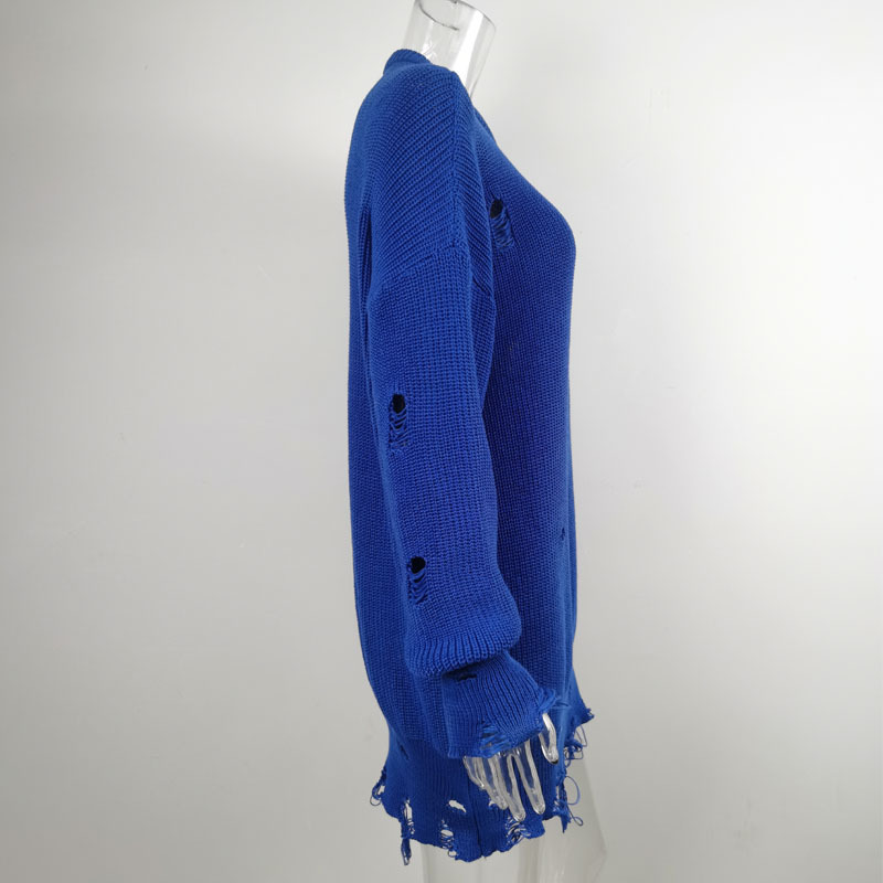 European and American Hot Autumn and Winter Long Sleeve round Neck Thick Needle Hem Irregular Sweater Knitted Dress European and American Hot Autumn and Winter Long Sleeve round Neck Thick Needle Hem Irregular Sweater Knitted Dress