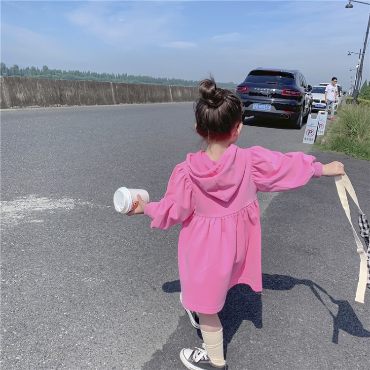 2021 Autumn New Korean Style Girls&#039; Loose Mid-Length Online Influencer Fashion Sweater Dress Baby Girls&#039; Fashion Dress