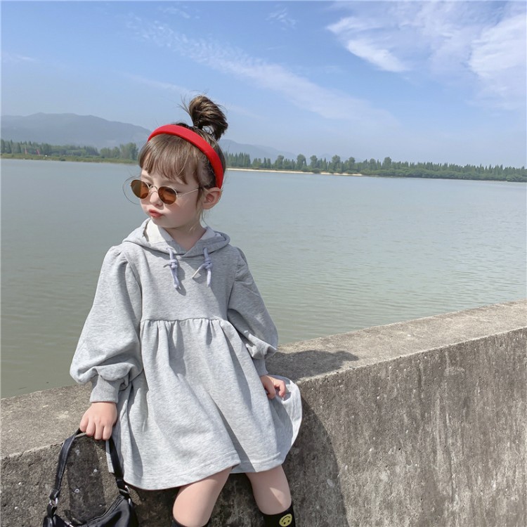 2021 Autumn New Korean Style Girls&#039; Loose Mid-Length Online Influencer Fashion Sweater Dress Baby Girls&#039; Fashion Dress