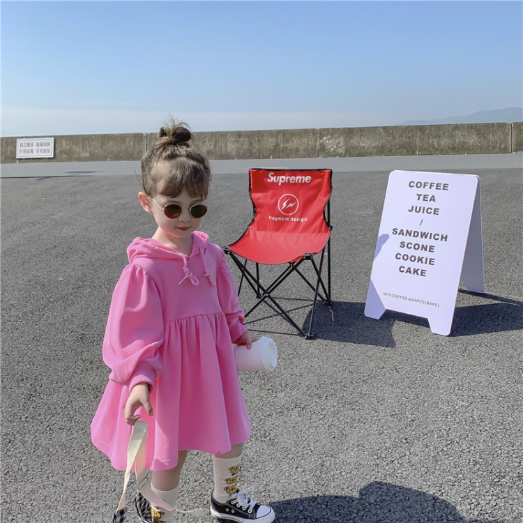 2021 Autumn New Korean Style Girls&#039; Loose Mid-Length Online Influencer Fashion Sweater Dress Baby Girls&#039; Fashion Dress